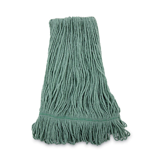 BWK502GNNB Narrowband Looped-End Mop Head, Premium Standard Head, Cotton/Rayon Fiber, Medium, Green, 12/Carton