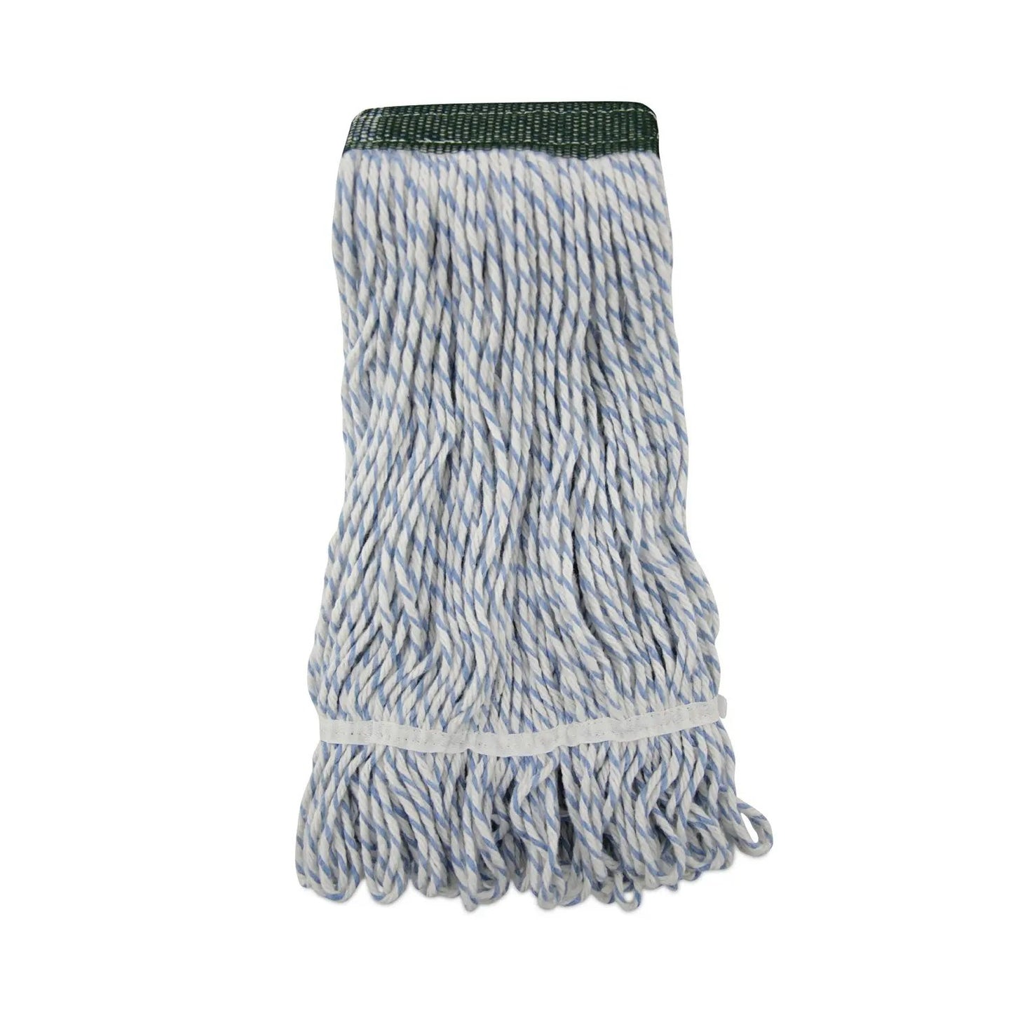 BWK552 Floor Finish Mop Head, Wide, Rayon/Polyester, Medium, White/Blue Stripes, 12/Carton Boardwalk