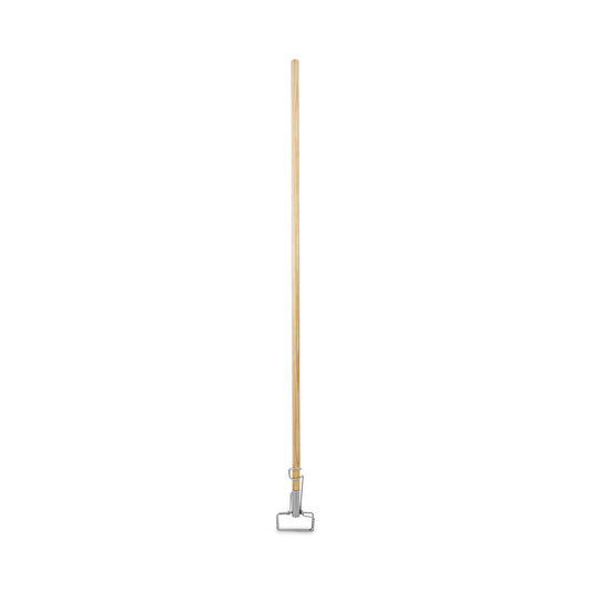 BWK609 Spring Grip Metal Head Mop Handle for Most Mop Heads, Wood, 1.13" dia x 60", Natural