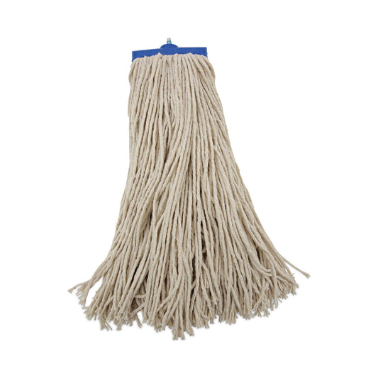 BWK720C Mop Head, Economical Lie-Flat Head, Cotton Fiber, 20 oz, White, 12/Carton