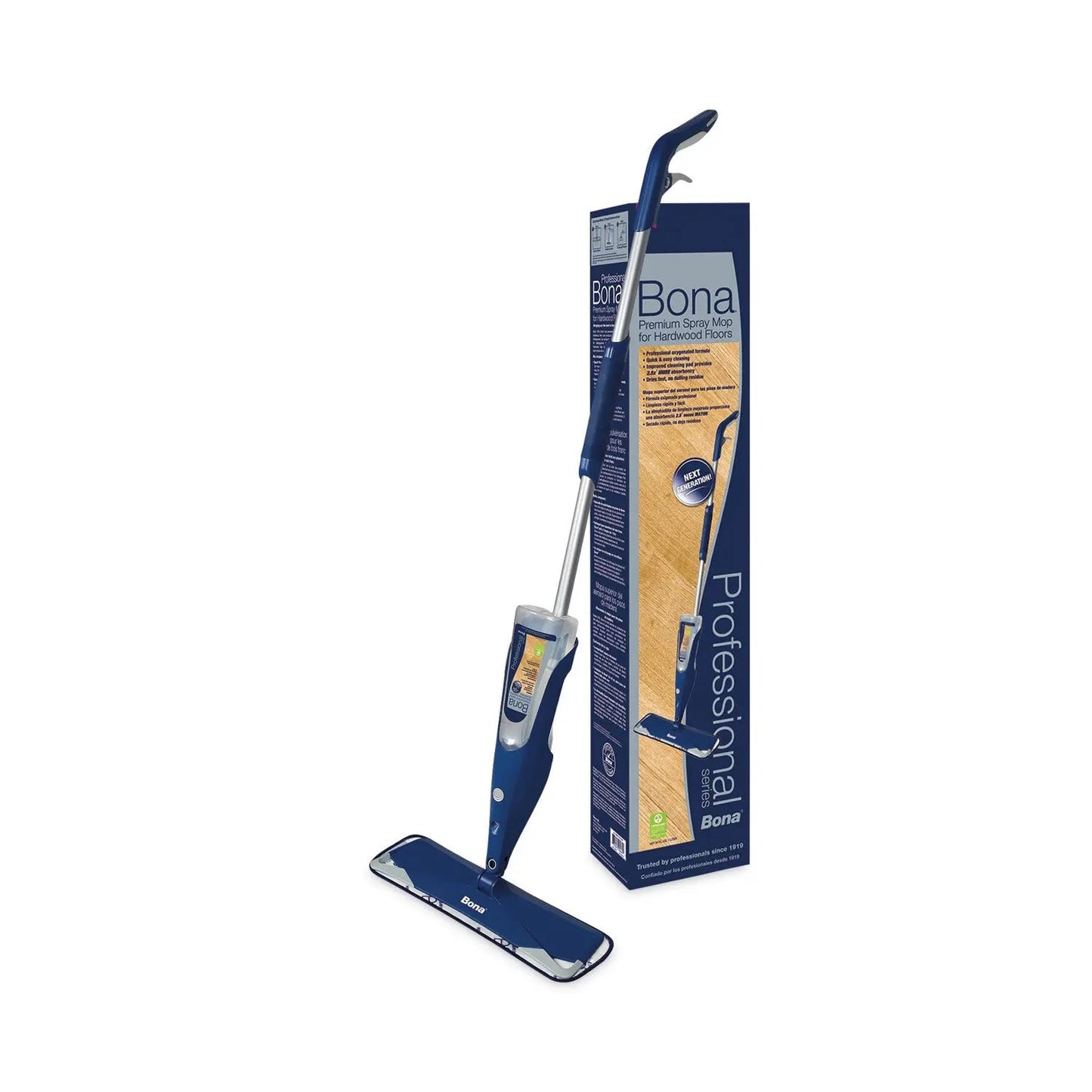 BNAWM710013408 Hardwood Floor Mop, 15" Wide Microfiber Head, 52" Blue Plastic/steel Handle Bona