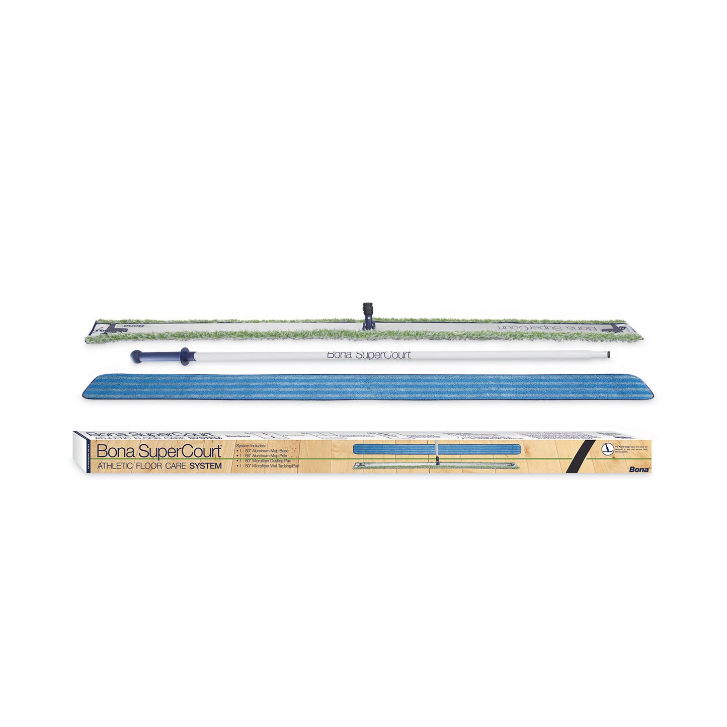 BNAWM710013471 SuperCourt Athletic Floor Care System, 60" Wide Microfiber Head, 66" Silver/Blue Aluminum Handle