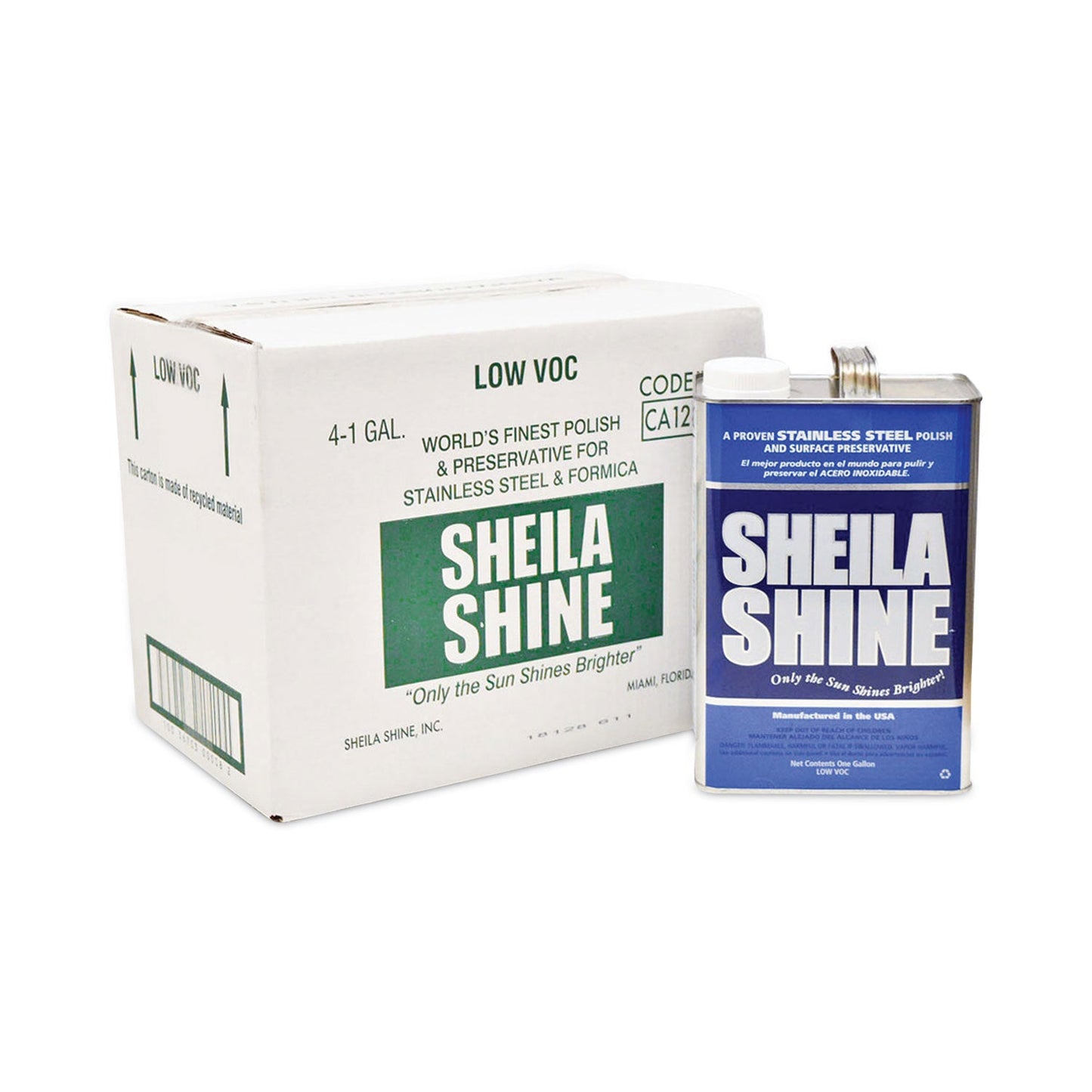 SSISSCA128 Low Voc Stainless Steel Cleaner And Polish, 1 Gal Can, 4/carton Sheila Shine