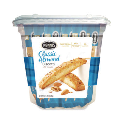 NONNSD197721 Biscotti, Classic Almond, 0.69 oz Individually Wrapped, 25/Pack NONNI'S