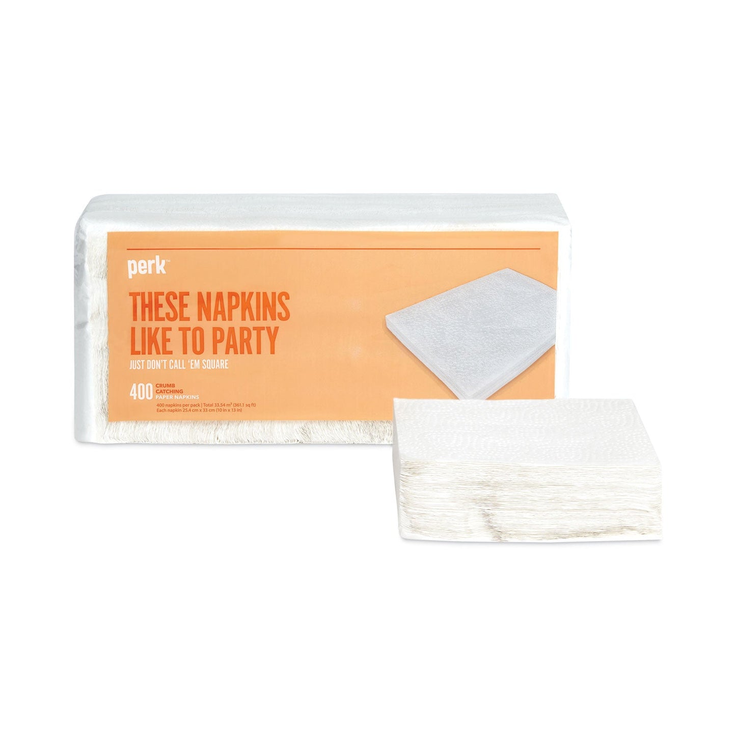PRK28584 Luncheon Napkins, Embossed, 1-Ply, 10 x 13, White, 400/Pack Perk