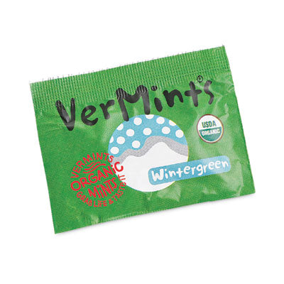 VEMVNT00993 VerMints Organic Mints/Pastilles, Wintergreen, 2 Mints/0.7 oz, Individually Wrapped, 100/Box VERMINTS INC.