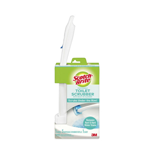 MMM558SK4NP Toilet Scrubber Starter Kit, 1 Handle And 5 Scrubbers, White/Blue
