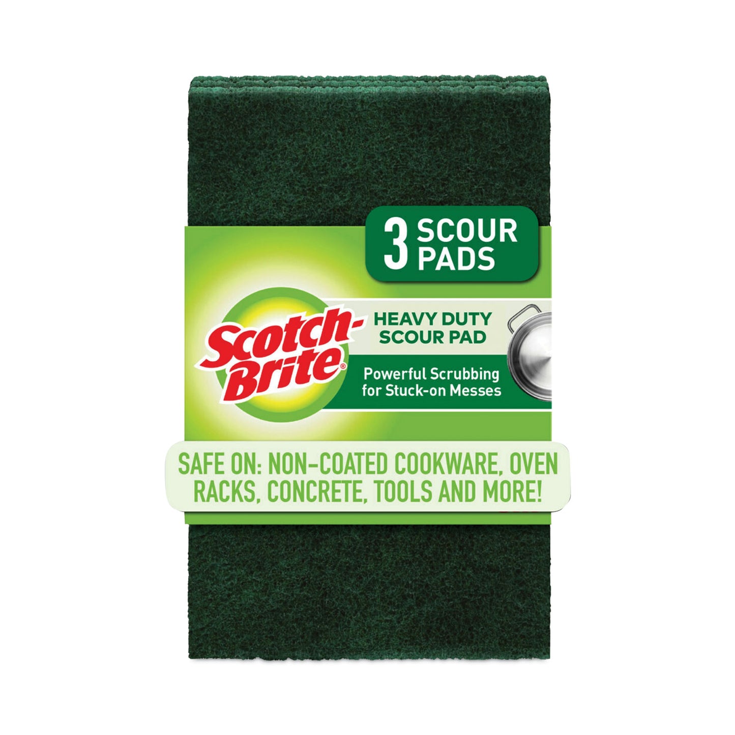 MMM22310CT Heavy-Duty Scouring Pad, 3.8 x 6, Green, 10/Carton