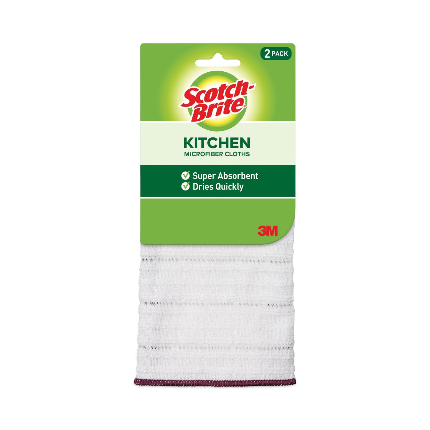MMM90322 Kitchen Cleaning Cloth, Microfiber, 11.4 x 12.4, White, 2/Pack, 12 Packs/Carton