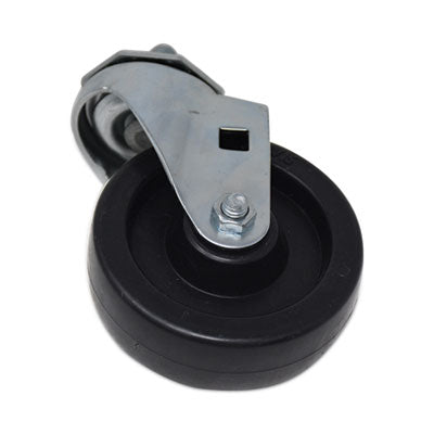 SGSFG9T18L10000 Replacement Bayonet-Stem Swivel Casters, Threaded Stem (0.5" x 1"), 4" Hard Rubber Wheel, Black