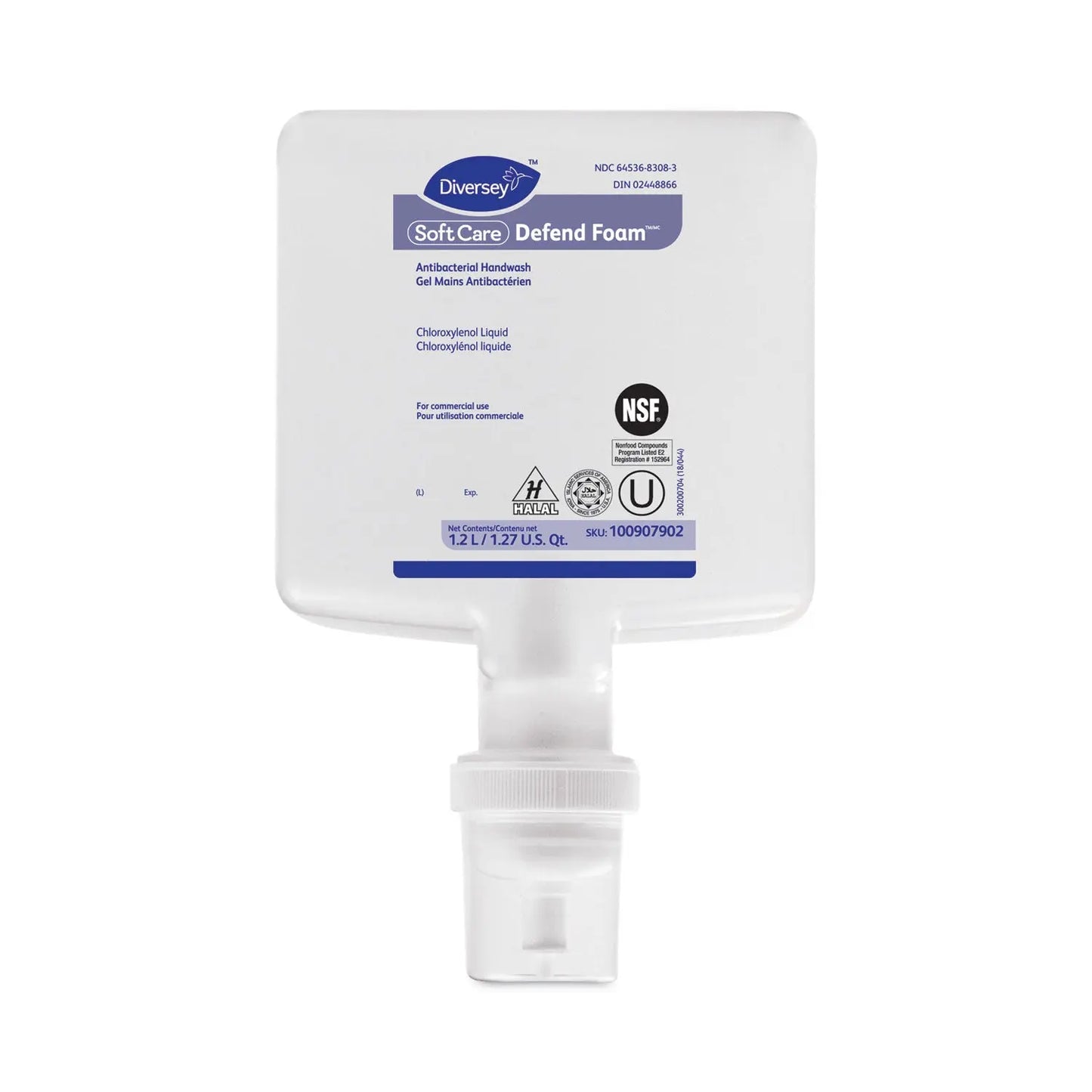 DVO100907902 Soft Care Defend Foam Handwash Refill, Fragrance-Free, 1.2 L, 6/Carton Diversey