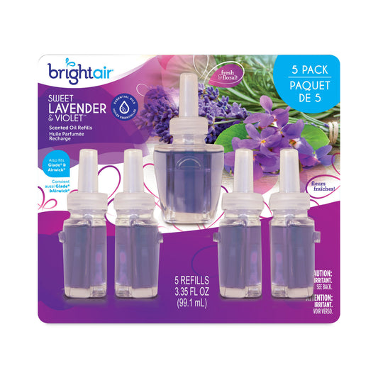 BRI900670CT Electric Scented Oil Air Freshener Refill, Sweet Lavender And Violet, 0.67 Oz Bottle, 5/pack, 6 Pack/carton