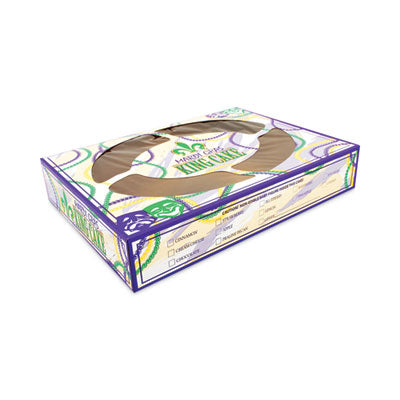 SCH2488 Mardi Gras King Cake Window Boxes, 19 x 14 x 3.5, Green/Purple/White, Paper, 50/Carton