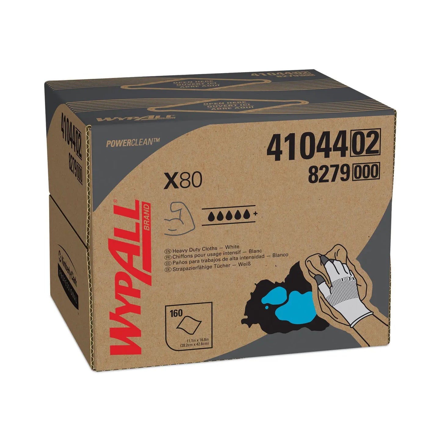 KCC41044 Power Clean X80 Cloths, HYDROKNIT, BRAG Box, 11.1 x 16.8, White, 152/Carton WypAll