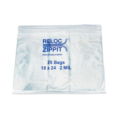 MGPMGZ2P1824 Zippit Resealable Bags, 2 mil, 18 x 24, Clear, 25 Bags/Pack, 10 Packs/Carton