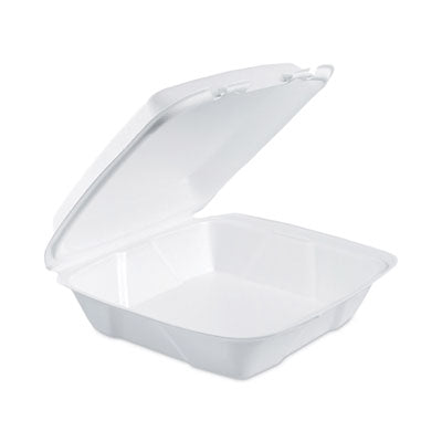 DCC90HT1 Insulated Foam Hinged Lid Containers, 9.01 x 9.4 x 3, White, 100/Pack, 2 Packs/Carton