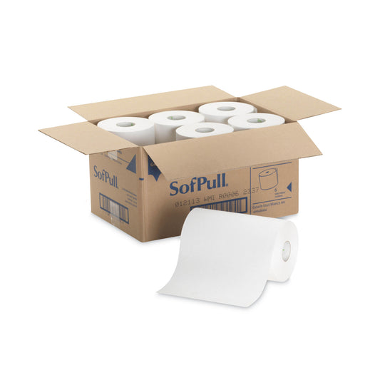 GPC26610 SofPull Hardwound Paper Towel Roll, Nonperforated, 1-Ply, 9" x 400 ft, White, 6 Rolls/Carton