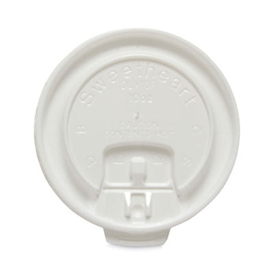 SCCDLX10R Lift Back and Lock Tab Cup Lids for Foam Cups, Fits 10 oz Solo Trophy Hot/Cold Drink Cups, Plastic, White, 2,000/Carton