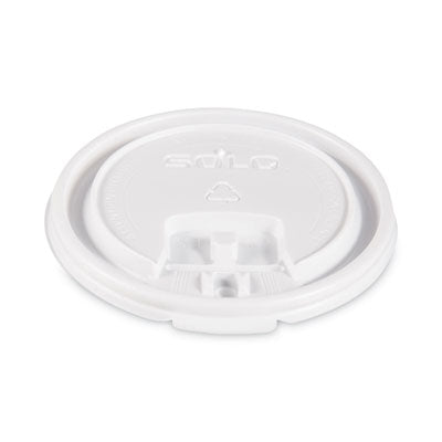 SCCLB3101 Lift Back and Lock Tab Lids for Paper Cups, Fits 10 oz Hot Cups, Plastic, White, 100/Sleeve, 10 Sleeves/Carton