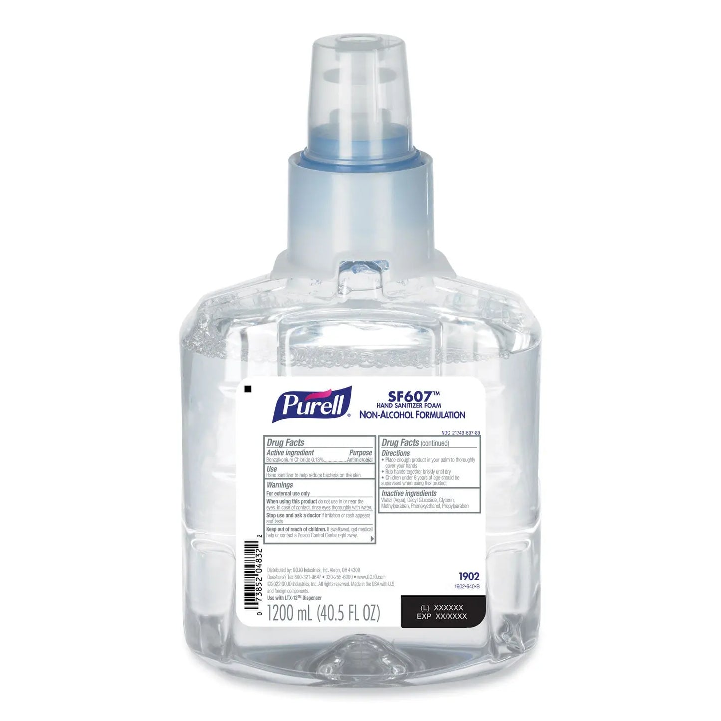 GOJ190202 SF607 Instant Hand Sanitizer Foam, 1,200 mL Refill, Fragrance-Free, 2/Carton PURELL