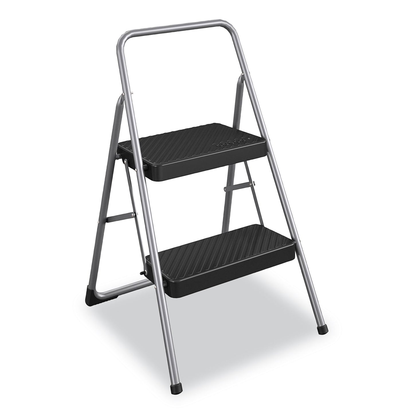 CSC11137PBL1E 2-Step Folding Steel Step Stool, 200 lb Capacity, 28.13" Working Height, Cool Gray
