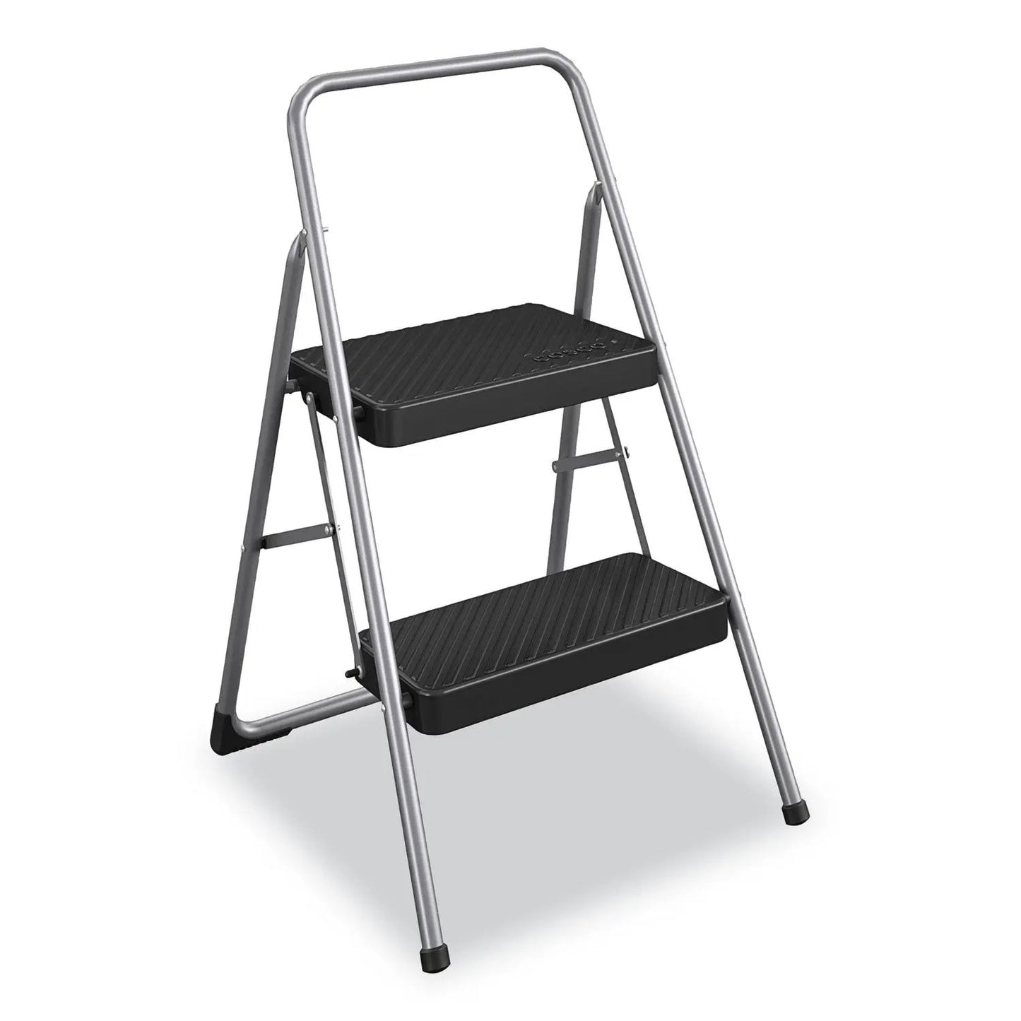 CSC11137PBL1E 2-Step Folding Steel Step Stool, 200 lb Capacity, 28.13" Working Height, Cool Gray Cosco