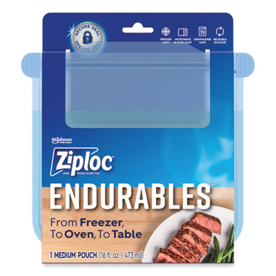 SJN339966 Endurables Silicone Pouches, Medium, 16 oz, 4.4" x 7.9", Clear, 8/Carton