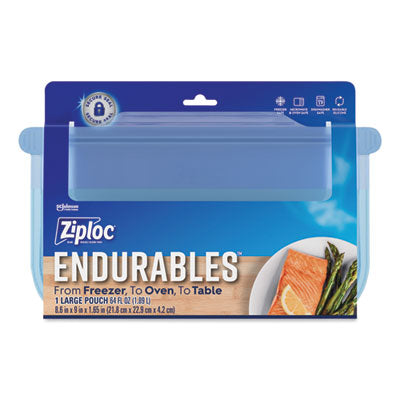 SJN339967 Endurables Silicone Pouches, Large, 64 oz, 8.6" x 9", Clear, 7/Carton