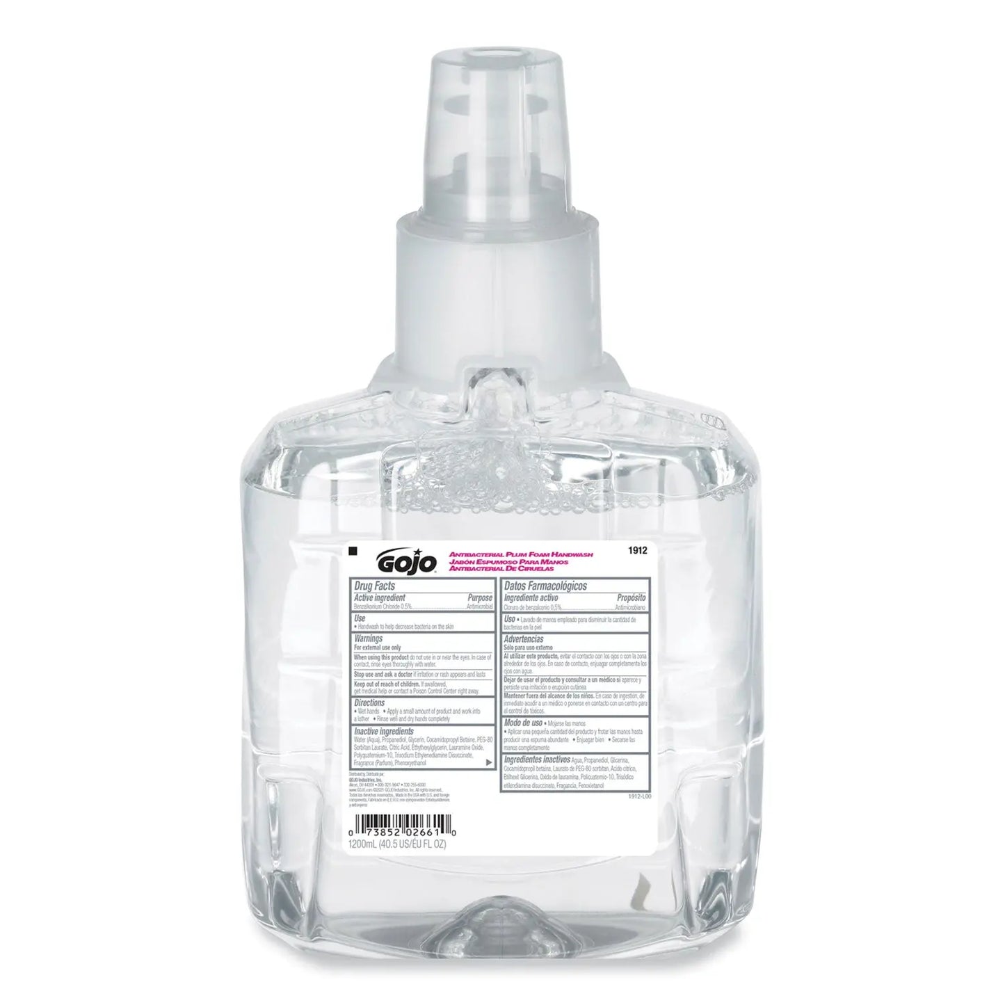 GOJ191202CT Antibacterial Foam Hand Wash Refill, For LTX-12 Dispenser, Plum Scent, 1,200 mL, 2/Carton GOJO