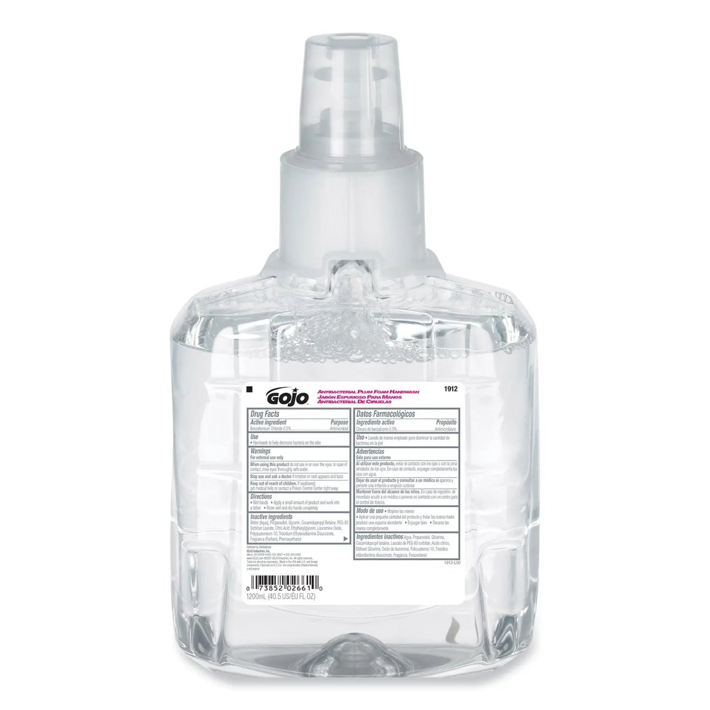 GOJ191202EA Antibacterial Foam Hand Wash Refill, For LTX-12 Dispenser, Plum Scent, 1,200 mL GOJO