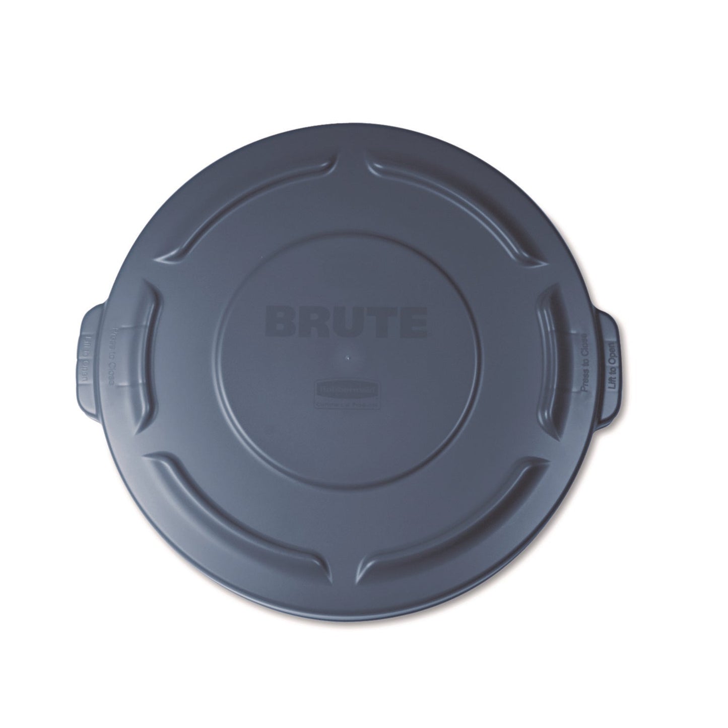 RCP261960GRA BRUTE Self-Draining Flat Top Lids for 20 gal Round BRUTE Containers, 19.88" Diameter, Gray RUBBERMAID COMMERCIAL PROD.