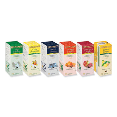 BTC17578 Assorted Tea Packs, Six Flavors, 28/box, 168/carton BIGELOW TEA CO.