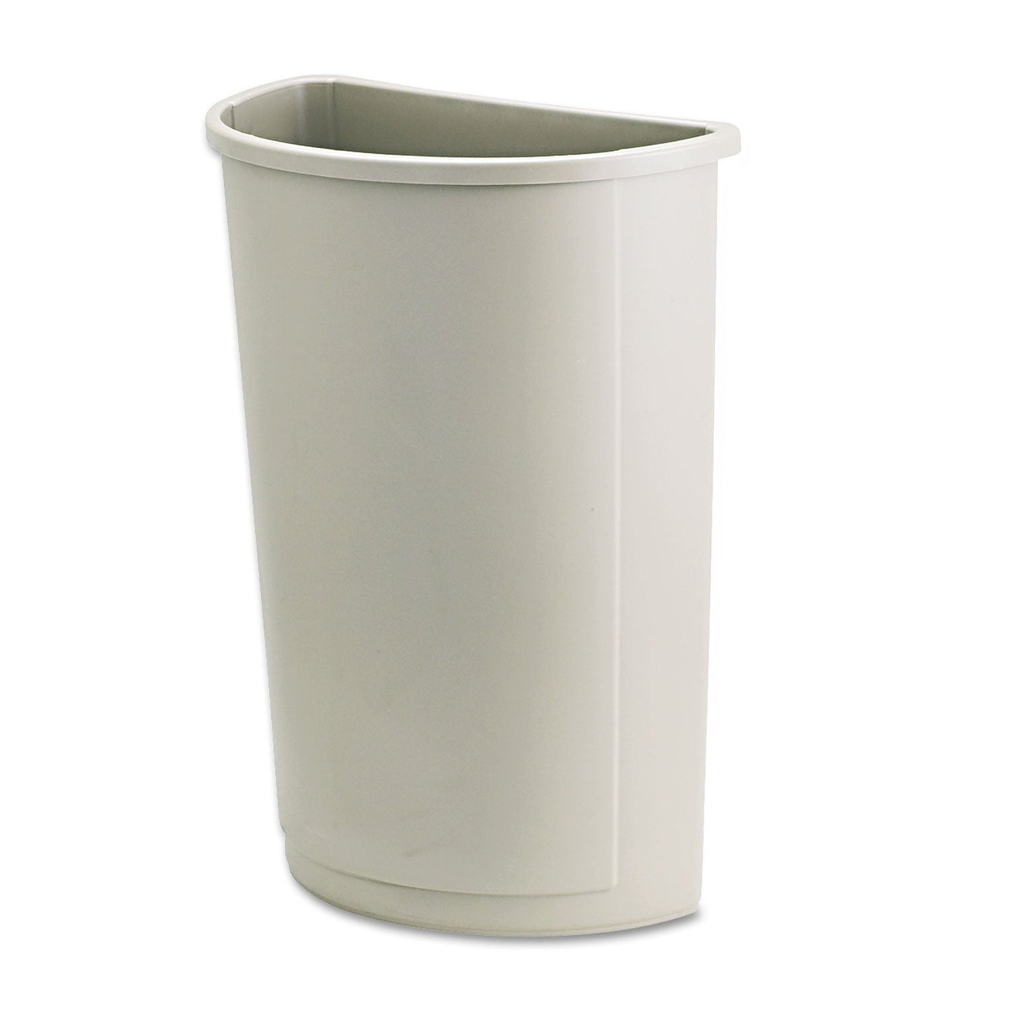 RCP352000BG Untouchable Half-Round Plastic Receptacle, 21 gal, Plastic, Beige RUBBERMAID COMMERCIAL PROD.