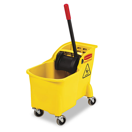 RCP738000YEL Tandem 31-Quart Bucket/Wringer Combo, Reverse, Yellow