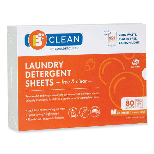BCL607476EA Laundry Detergent Sheets, Free and Clear, 40/Pack