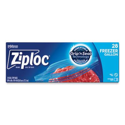 SJN314445BX Zipper Freezer Bags, 1 gal, 9.6" x 12.1", Clear, 28/Box SC JOHNSON