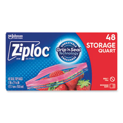 SJN314469 Double Zipper Storage Bags, Triple System Seal, Quart, 9.63" x 8.5", Clear, 9/Carton SC JOHNSON
