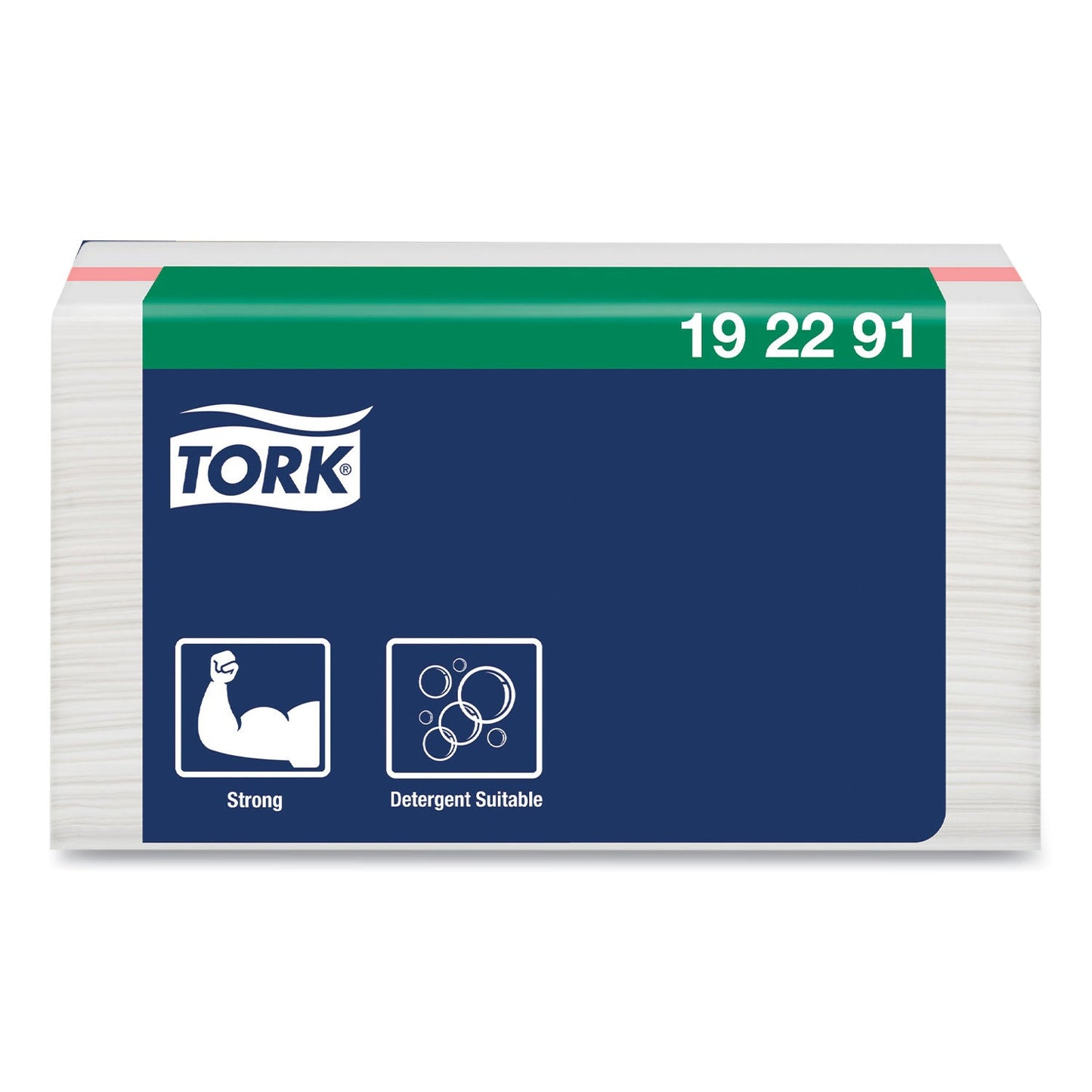 TRK192291 Small Pack Foodservice Cloth, 1-Ply, 11.75 x 14.75, Unscented, White/Red Stripe, 50/Poly Pack, 4 Packs/Carton Tork