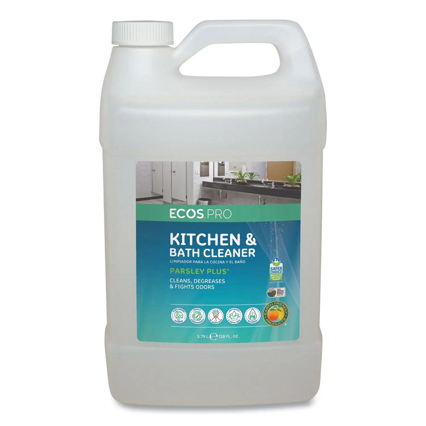 EOPPL974604EA Parsley Plus All-Purpose Kitchen and Bathroom Cleaner, Herbal Scent, 1 gal Bottle ECOS PRO