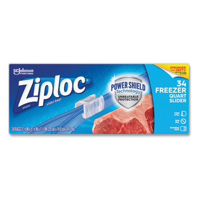 SJN316486 Slider Freezer Bags, 32 oz, 5.88" x 1.88" x 7.88", Clear, 34/Box SC JOHNSON