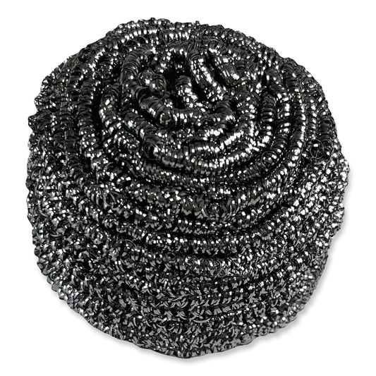 BWKSCRUBBER Stainless Steel Scrubber, 3.93 x 1.96, Silver, 72/Carton