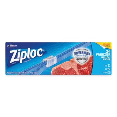 SJN316485 Slider Freezer Bags, 1 gal, 9.5" x 2.63" x 10.56", Clear, 24/Box SC JOHNSON