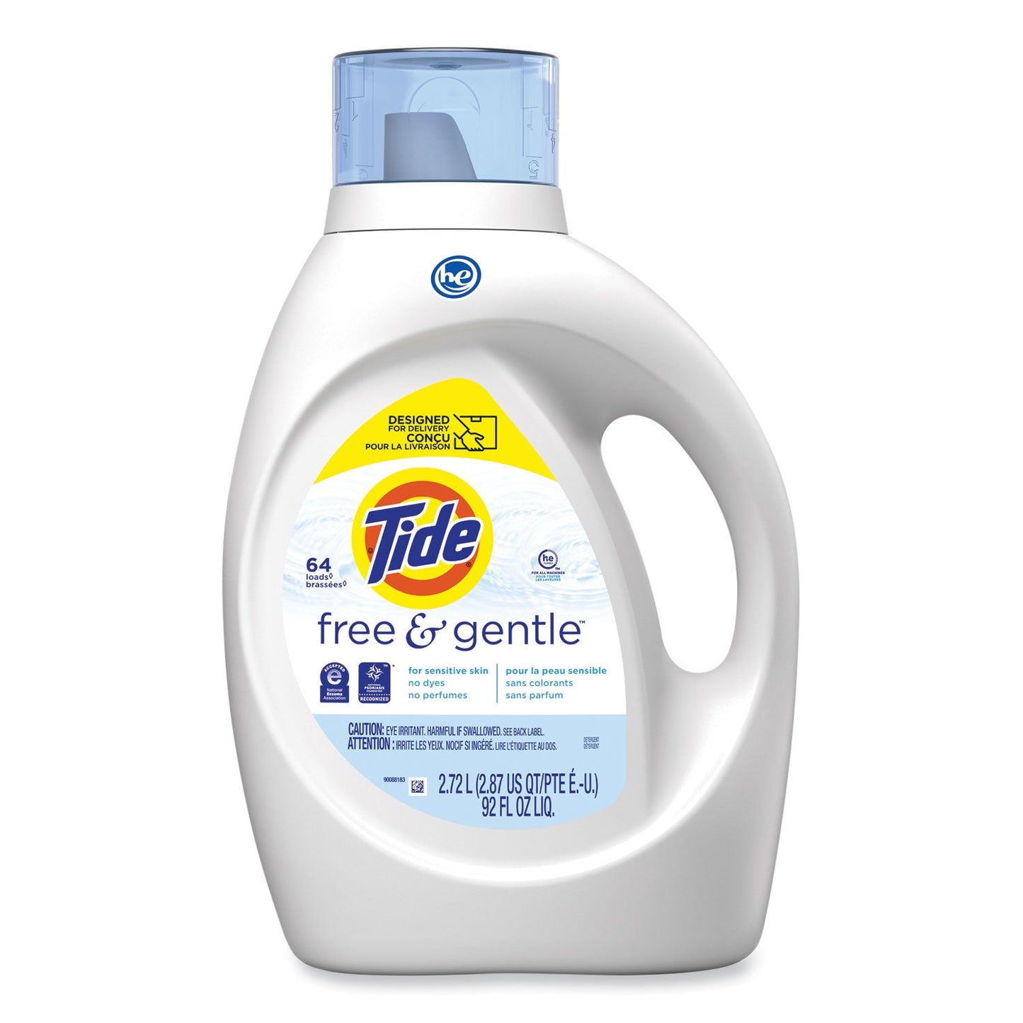 PGC48871 Free and Gentle Liquid Laundry Detergent, HE Compatible, Unscented, 92 oz Bottle Tide