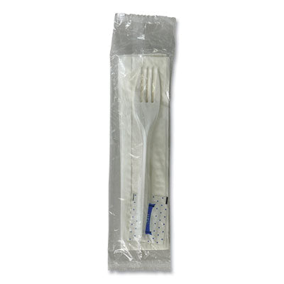 BWK3KITMW Three-Piece Utensil Set, Fork/Napkin/Salt, Plastic, White, 500/Carton