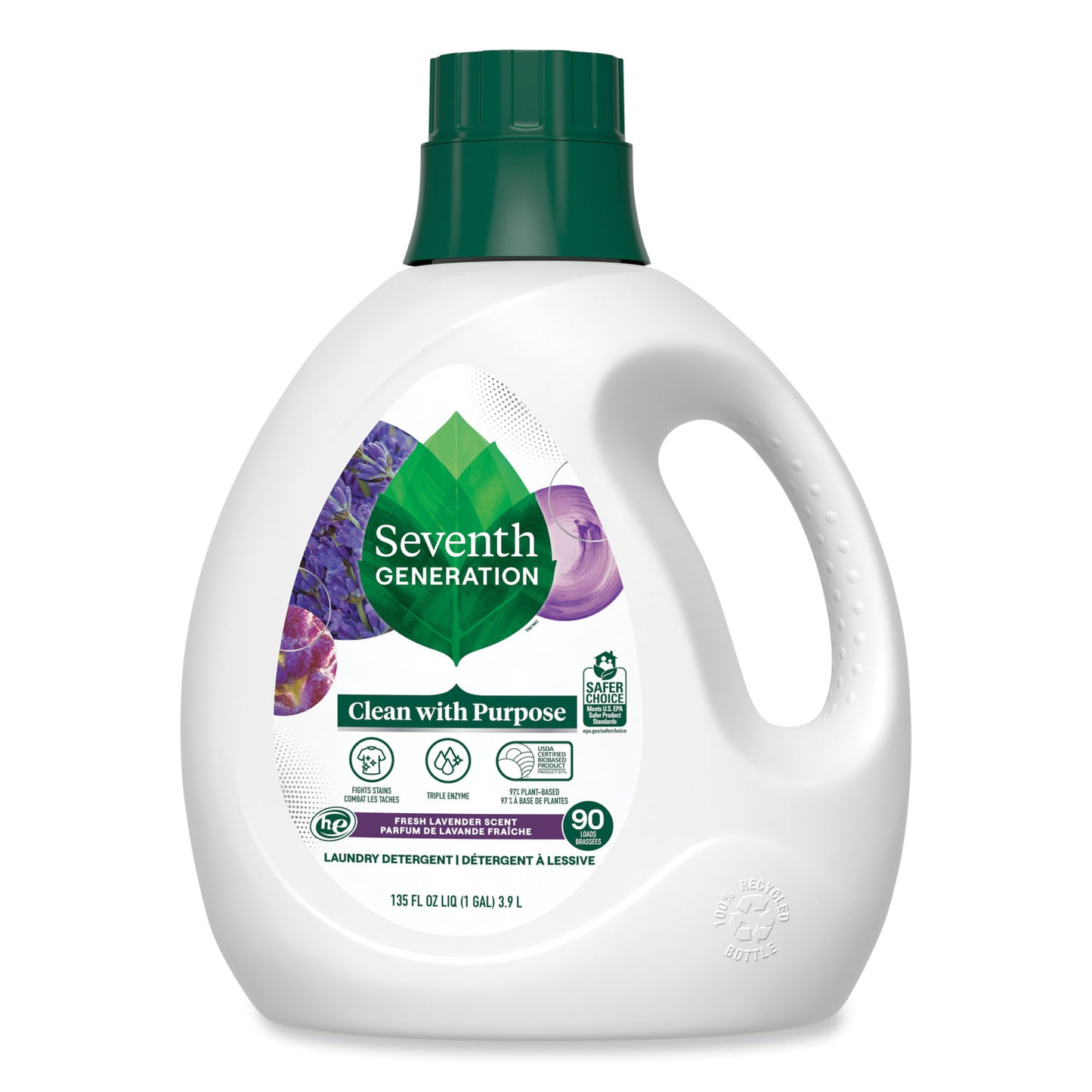 SEV45064CT Natural Liquid Laundry Detergent, Fresh Lavender, 135 oz Bottle, 4/Carton