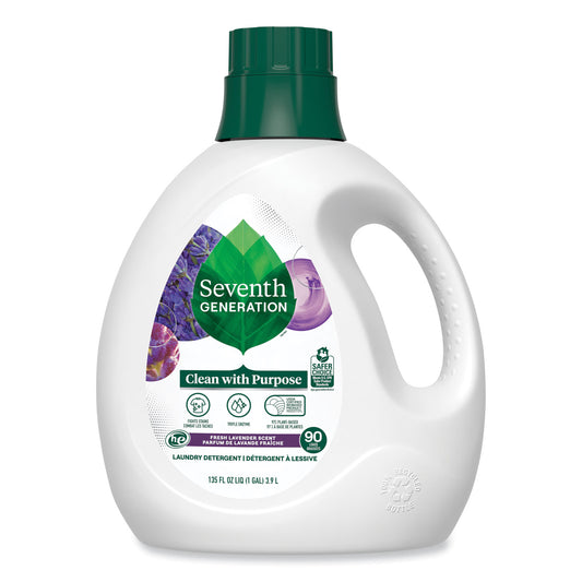 SEV45064CT Natural Liquid Laundry Detergent, Fresh Lavender, 135 oz Bottle, 4/Carton
