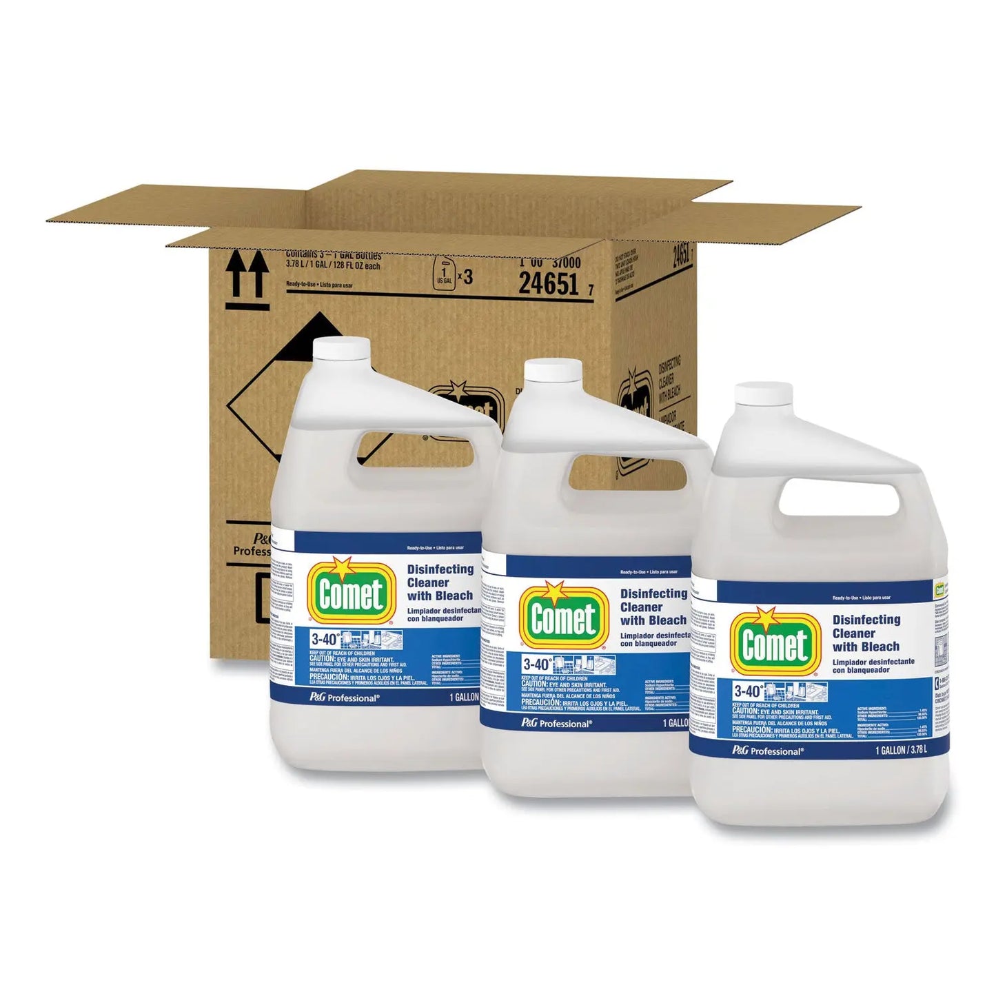 PGC24651CT Disinfecting Cleaner W/bleach, 1 Gal Bottle, 3/carton Comet