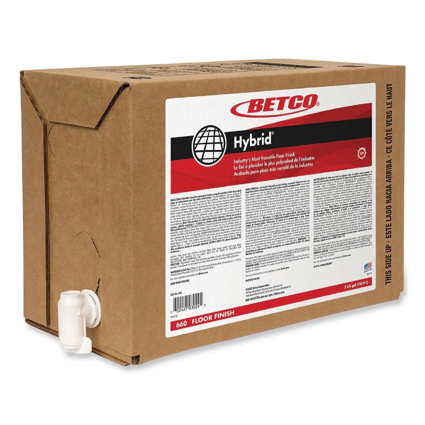 BET660B500 Hybrid Floor Finish, 5 gal Bag-in-Box Betco