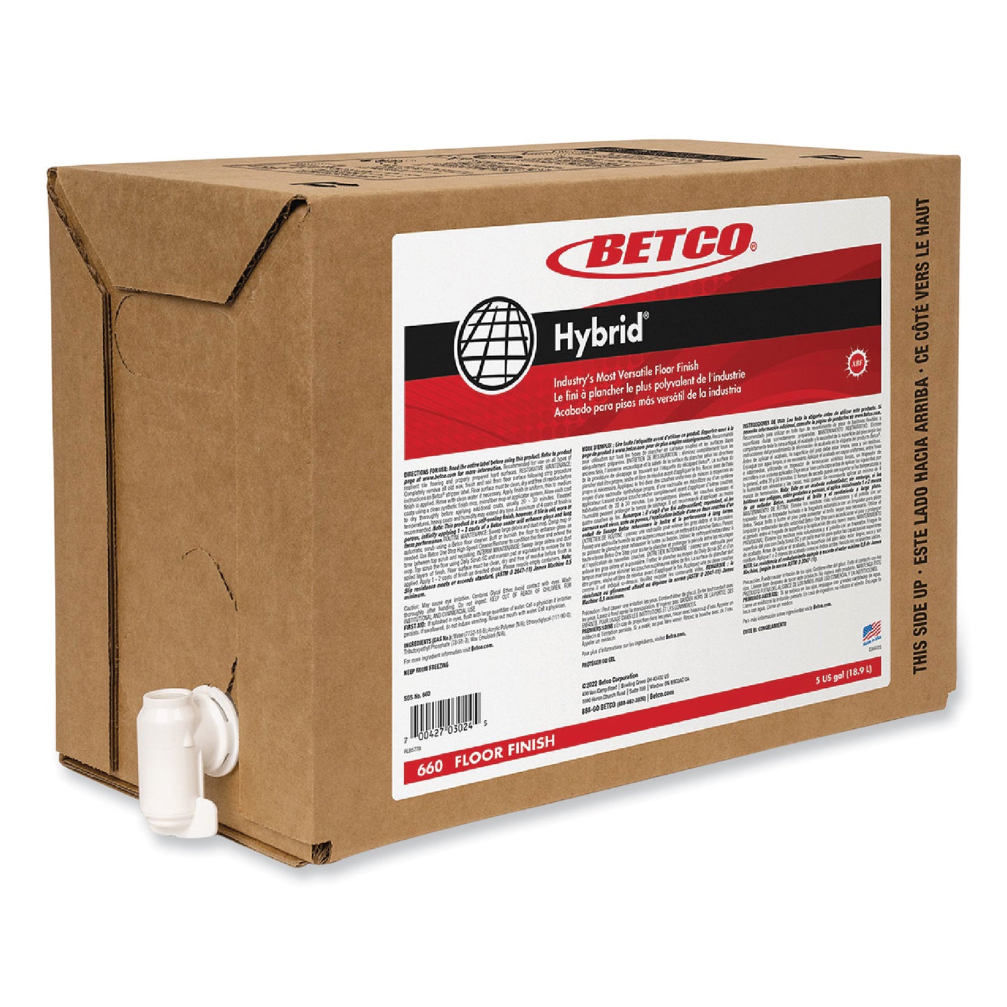 BET660B500 Hybrid Floor Finish, 5 gal Bag-in-Box