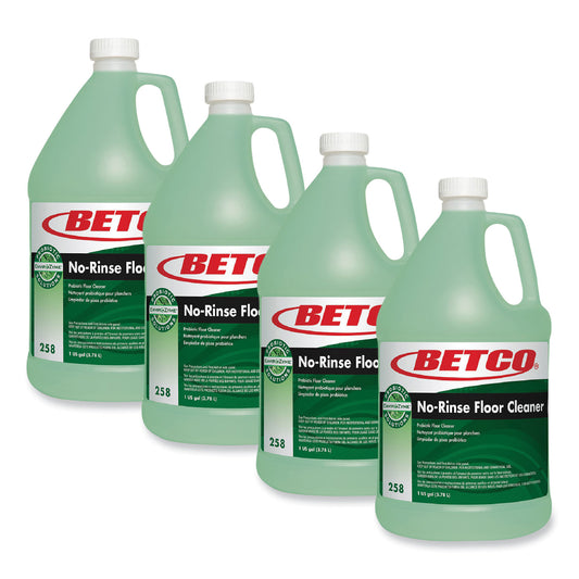 BET2580400 BioActive Solutions No-Rinse Floor Cleaner, Rain Fresh Scent, 1 gal Bottle, 4/Carton